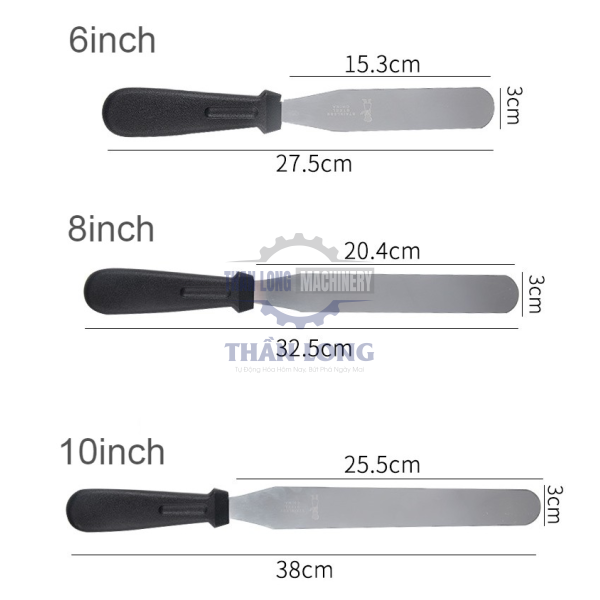 Dao chà láng bánh kem lưỡi thẳng, INOX, nhiều size